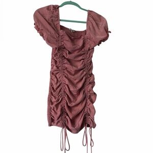 Love Tree Ruched Mauve Dress